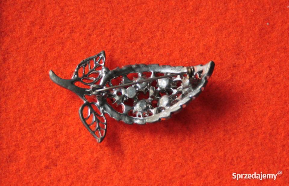 Stara angielska broszka kolorowa gałązka Ochojno