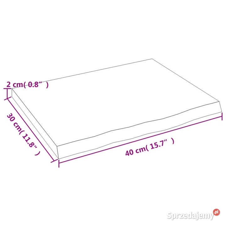 Półka 40x30x2 surowe lite drewno dębowe WM363506 Warszawa