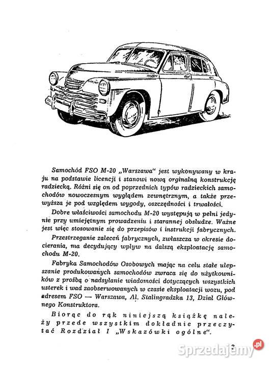 Instrukcja obsługi Warszawa m 20 garbus miękka podkarpackie Stalowa Wola