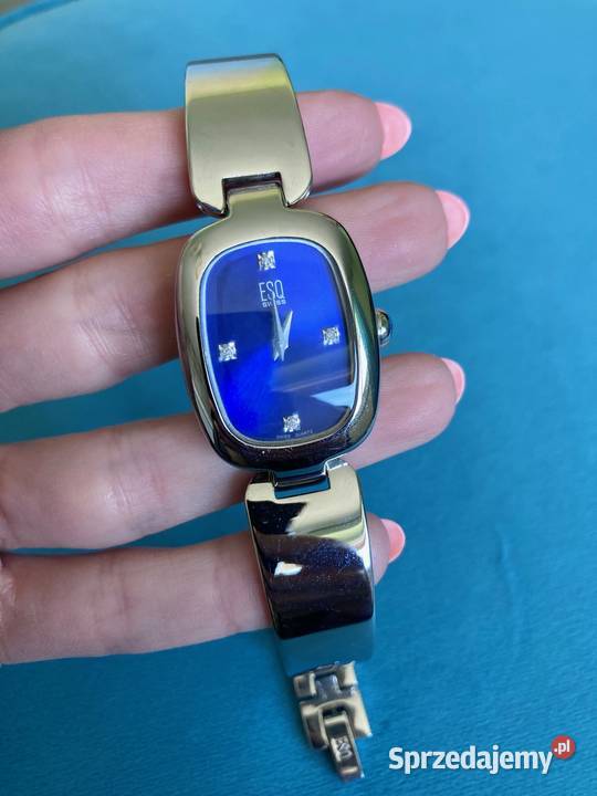 Luksusowy damski srebrny zegarek diamenty Nisko sprzedam