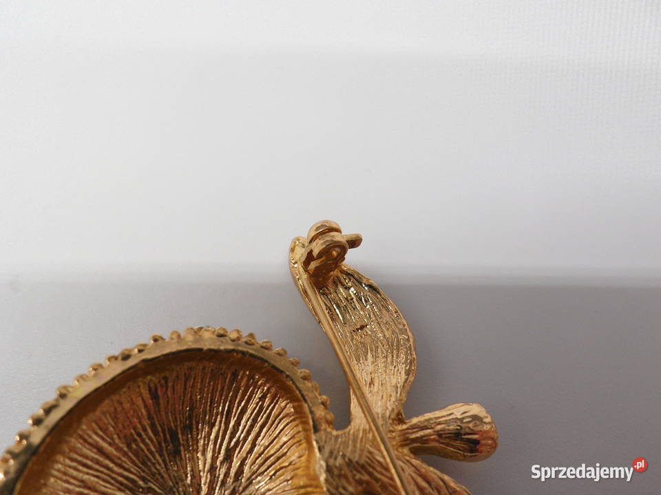Broszka Vintage JABŁKO kryształki czerwona retro Porcelana i szkło Raszków
