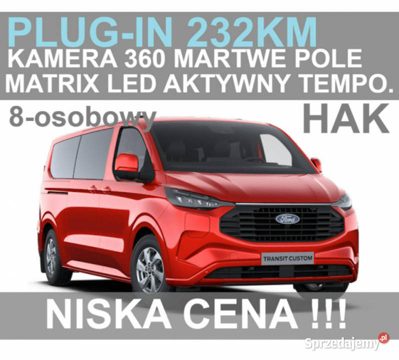 Ford Transit Custom Plugin Limited 232 L2 8osob czujnik martwego pola Szczecinek sprzedam