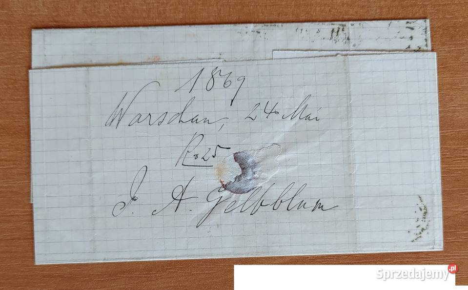 List z Warszawy do Lipska 1869 r