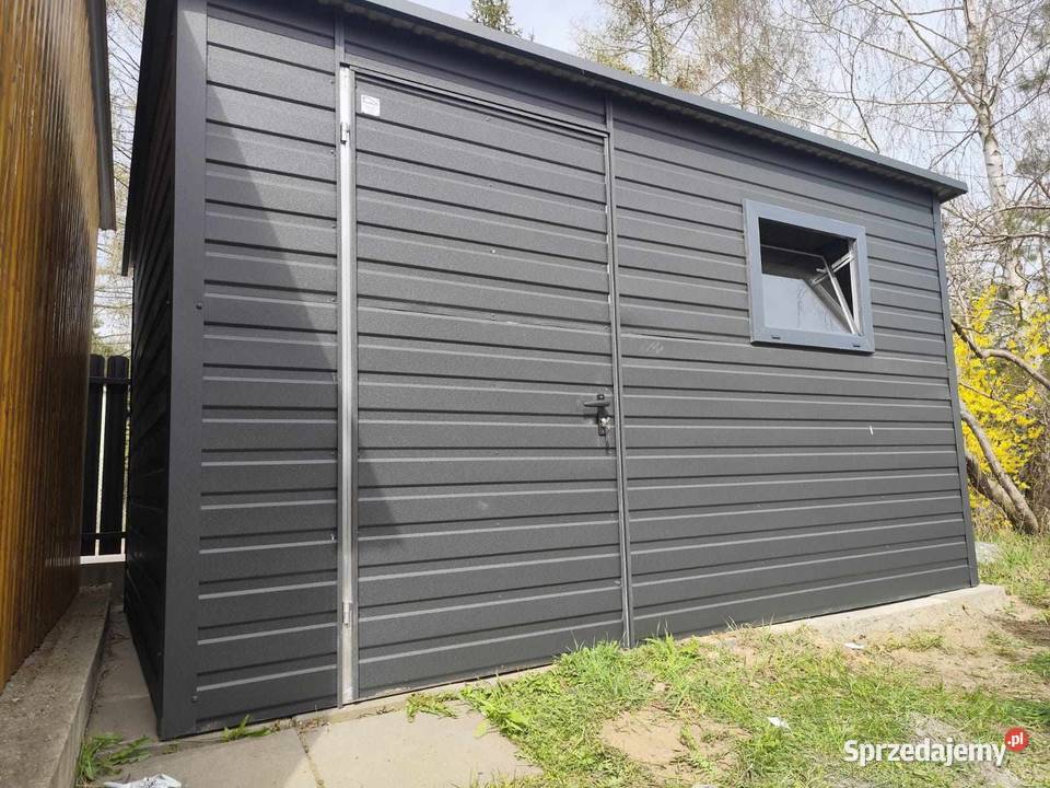 Grafitowy Otwarty GARAŻ BLASZANY Carport 45m2