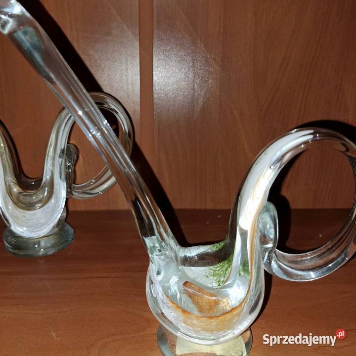 Wazon wazoniki świeczniki szklane PRL Świeczniki