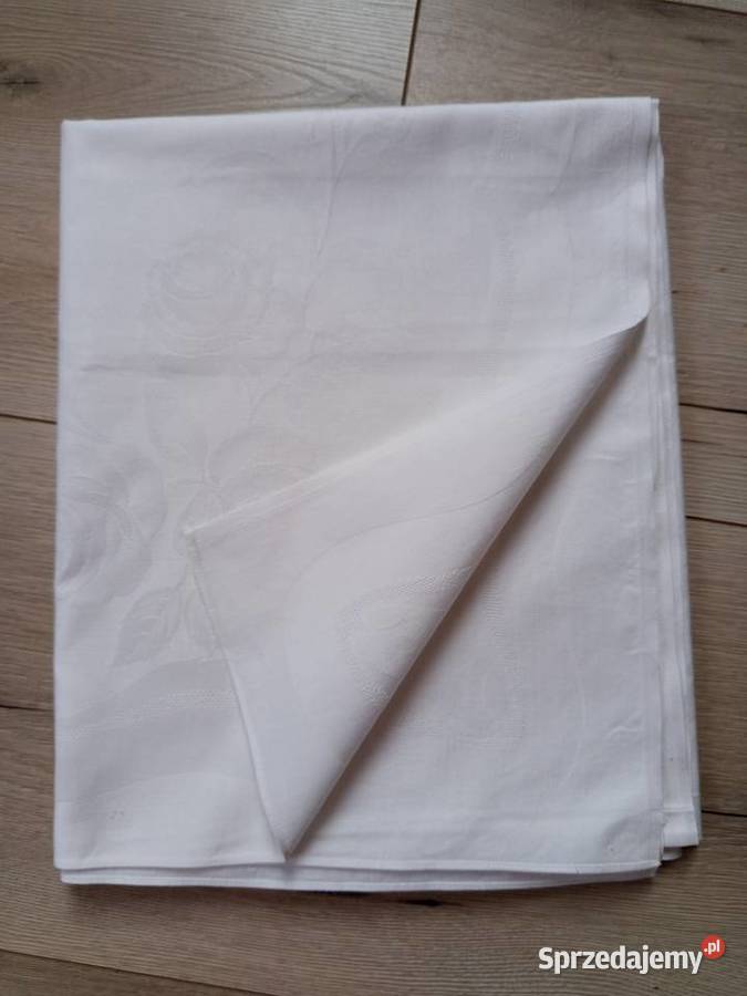 Elegancki biały obrus w żakardowy wzór Obrusy Dębica sprzedam