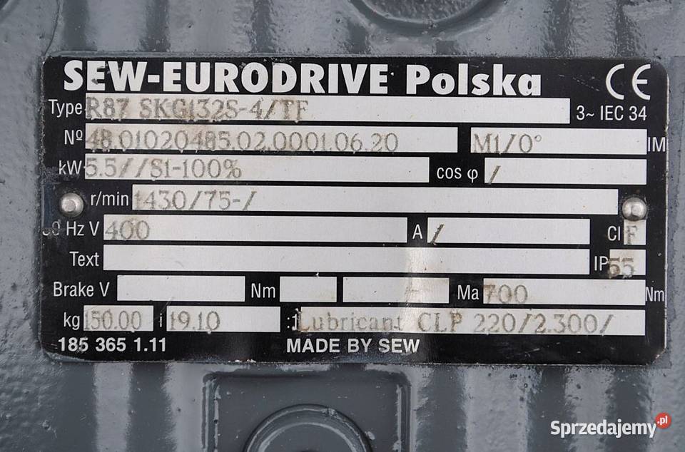 Motoreduktor 75kw 75obrmin firmy SEW