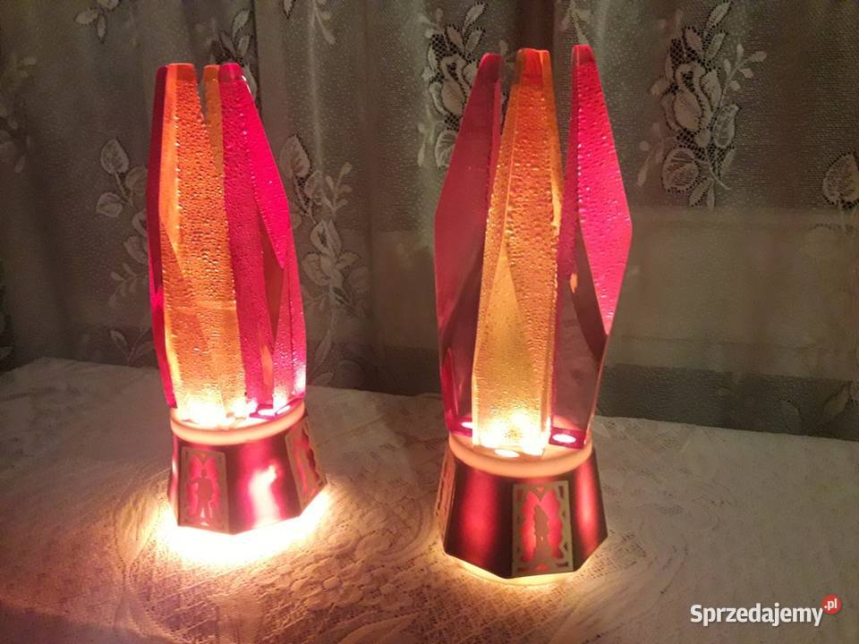Lampki nocne kryształy stołowe lampy ozdobne PRL Piotrków Trybunalski
