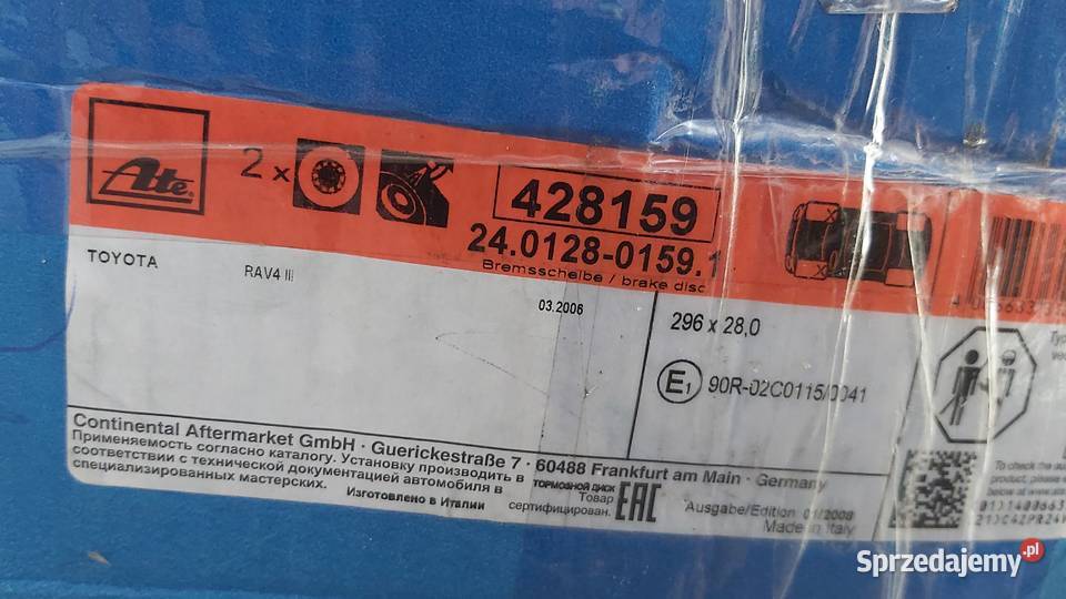 Toyota rav4 tarcze klocki przod Tarcze hamulcowe