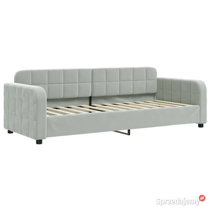 Sofa z materacem do spania jasnoszara aksamit Warszawa