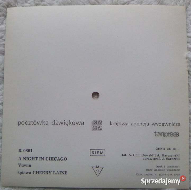 Pocztówka dźwiękowa 1979 Cherry Laine A night in Warszawa