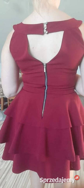 Sukienka z falbankami bordowa Warszawa