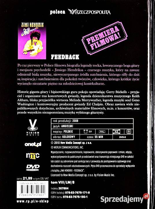 JIMI HENDRIX FEEDBAC LEGENDY MUZYKI 1 płyta Kultura i Rozrywka Kalisz