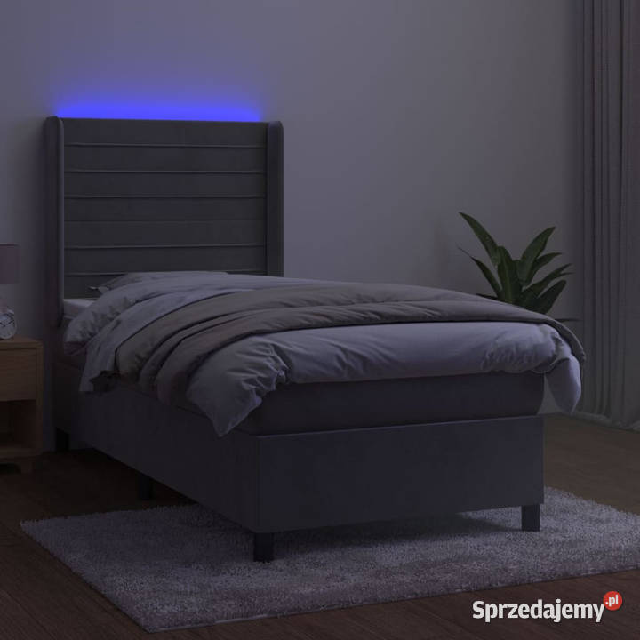 Łóżko kontynentalne z materacem i LED szare 128cm mazowieckie Warszawa