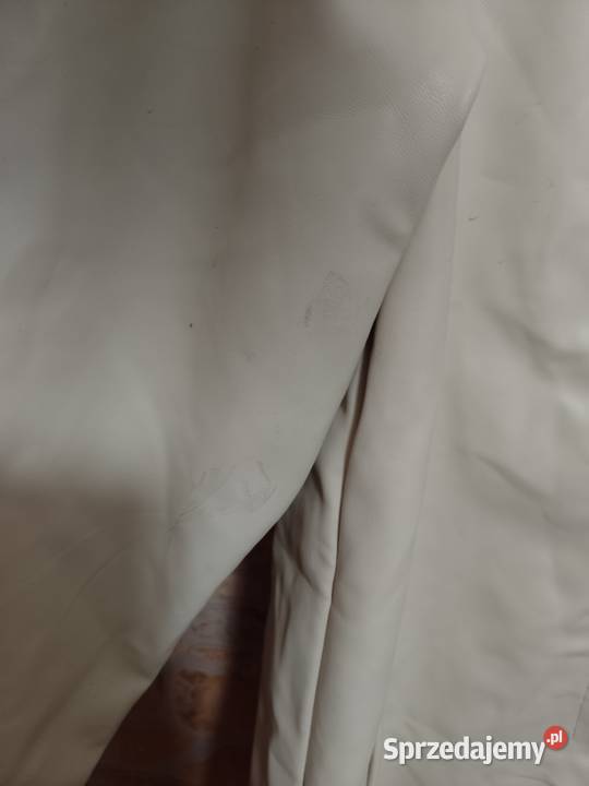 36S ASOS Długi płaszcz skórzany z Londynu NOWY biały Kraków