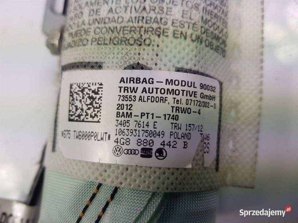 PODUSZKA AIRBAG AUDI A6 C7 4G8880442B FOTELA Lipno