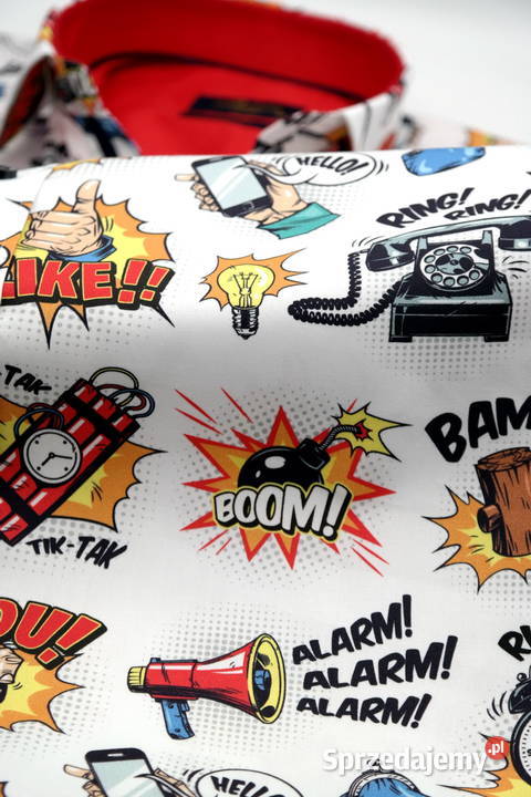 DANIEL BESSI Koszula Męska Fb042 Biała KOMIKS Ostrów Wielkopolski