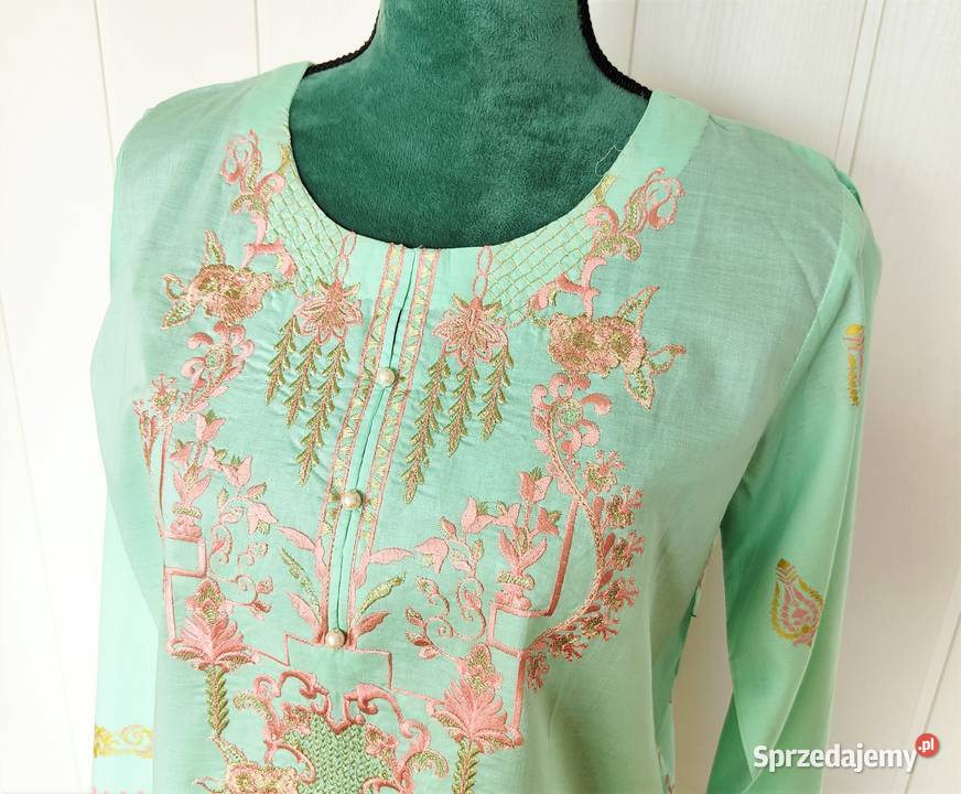 Nowa indyjska tunika kameez M 38 miętowa wzór sprzedam