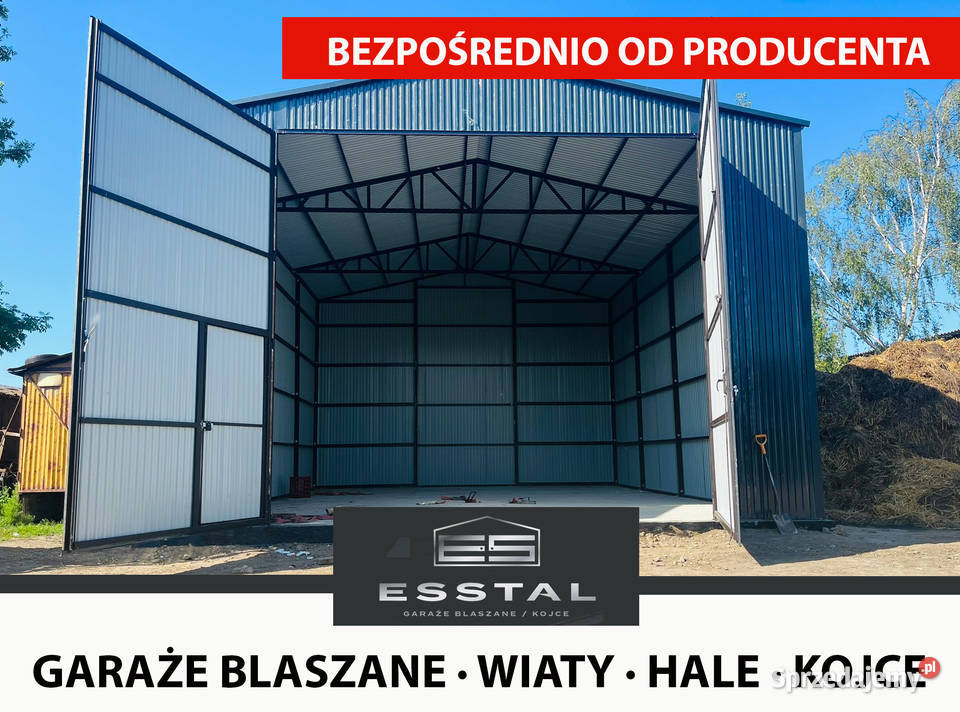 GRAFITOWY Garaż Blaszany Wysokie ściany Wiaty 54m2 Ryki