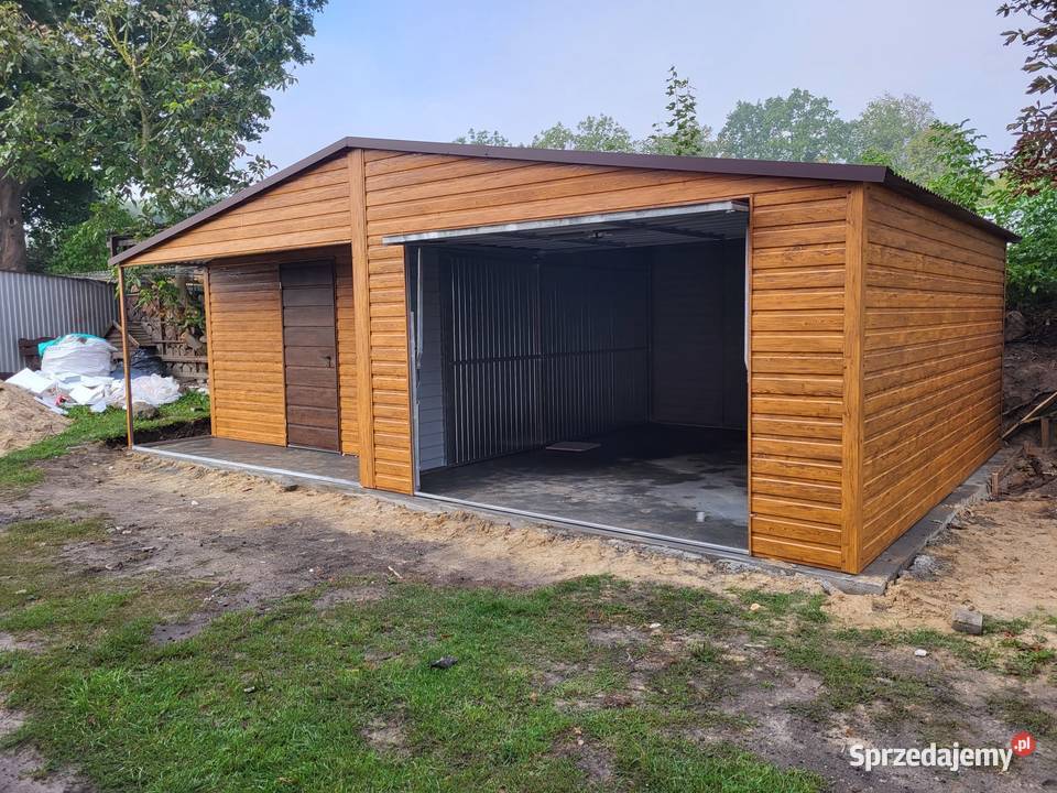 Garaż Blaszany drewnopodobny 75x5 z wnęką