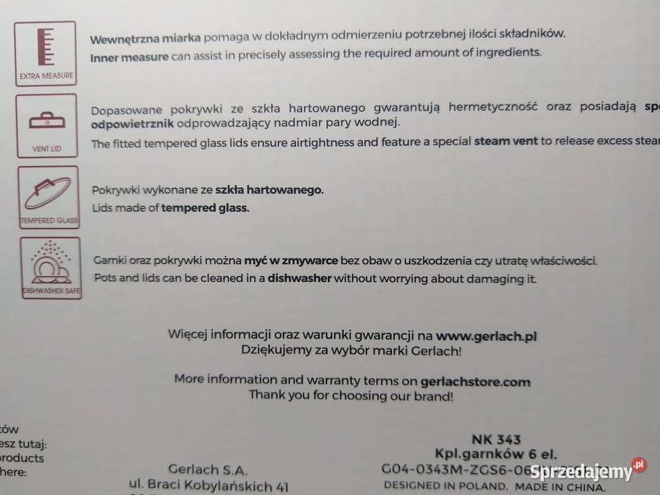 NAJTANIEJ Zestaw Garnków Garnki Rondel GERLACH 6 Garnki i szybkowary śląskie