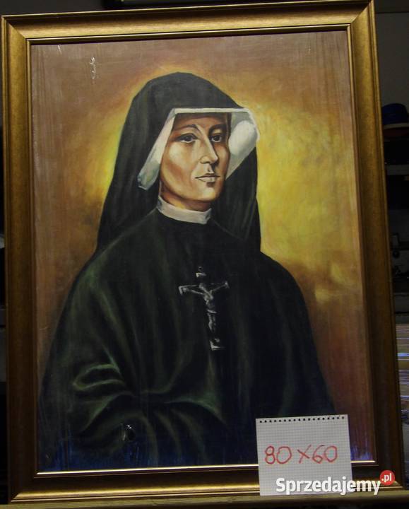 obraz w ramie św faustyna 80x60 malowany farbami Sandomierz