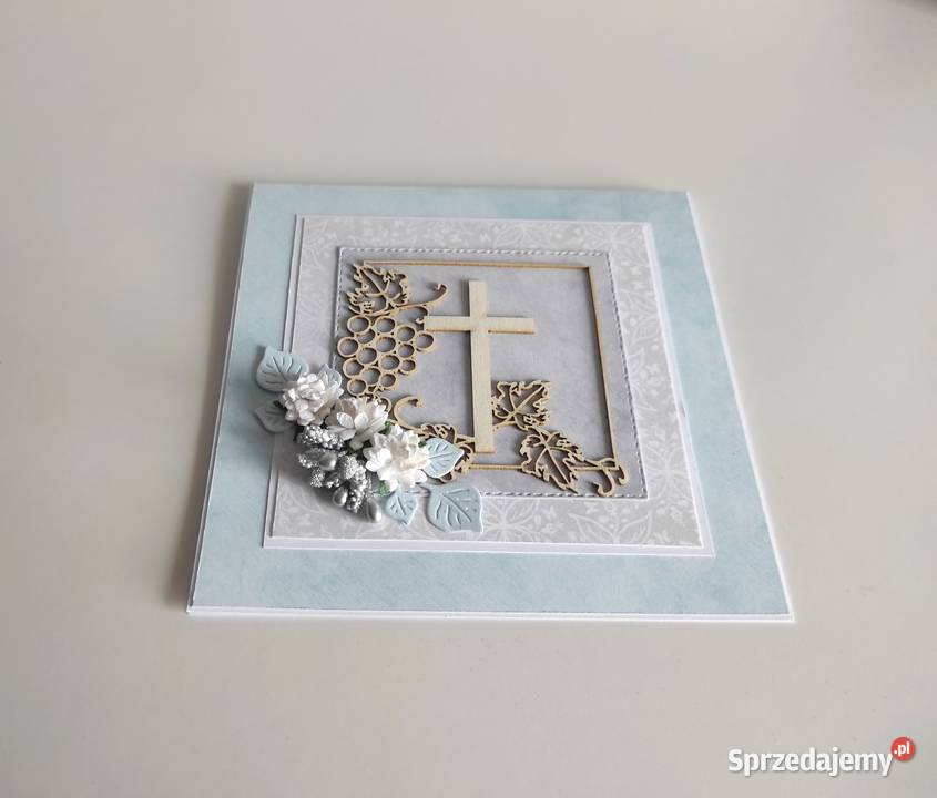 Kartka ręcznie robiona Komunia Święta handmade Antyki, Sztuka, Kolekcje łódzkie Łódź sprzedam