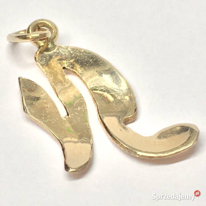 Złota ZAWIESZKA 585 14K Wisiorek Litera N ART Biżuteria