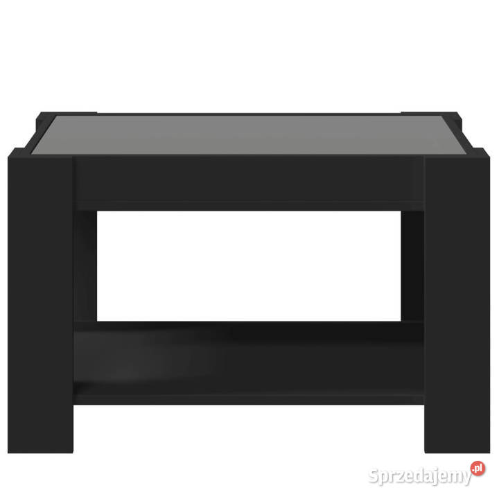 Stolik kawowy z LED czarny 73x53x45 materiał