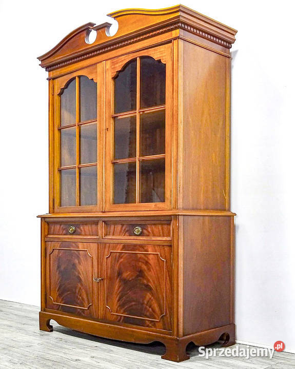 Witryna Angielska MAHONIOWA 180 2 półki szuflady Kalisz