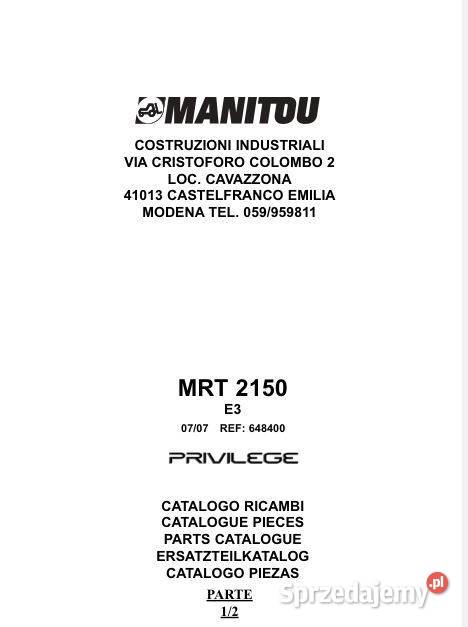 Manitou MRT2150 MRT2540 MRT1850 katalog części Poradniki, albumy i reportaże Kielce