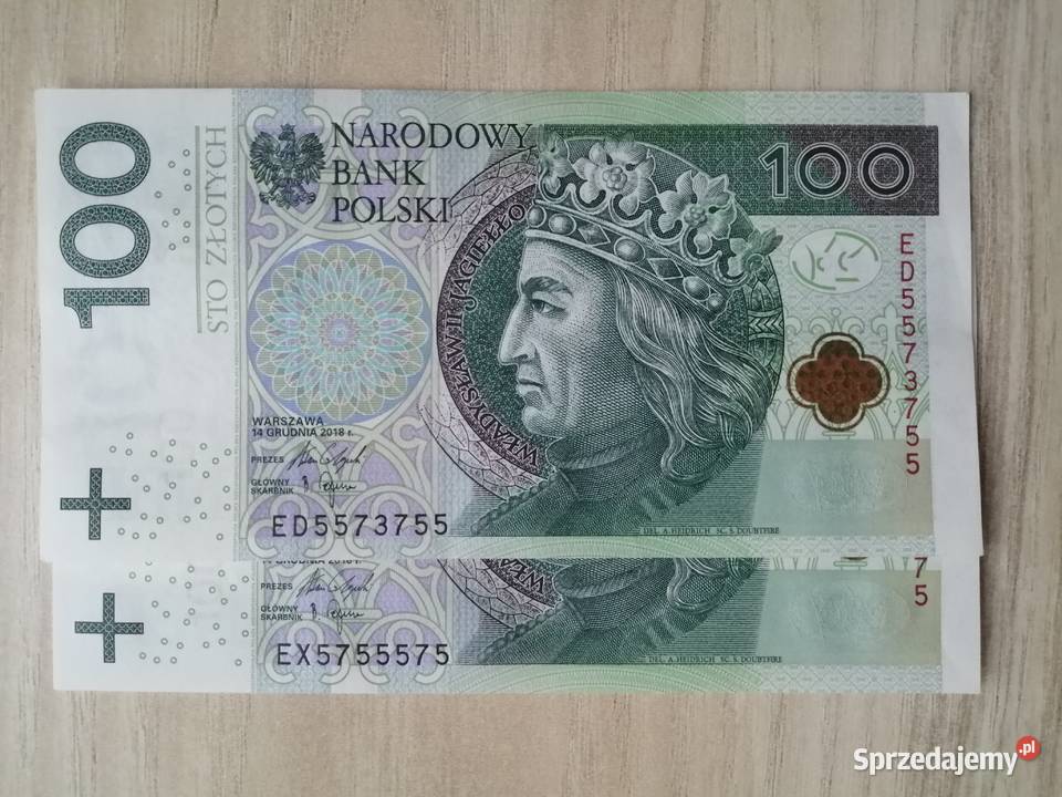 Banknot ZŁOTY RADAR przesunięcie druku 7777 5555 Bytom
