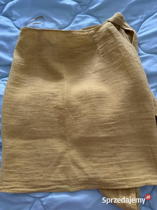 Spódnica XS lniana Massimo Dutti żółta kopertowa Bez wzoru śląskie Częstochowa