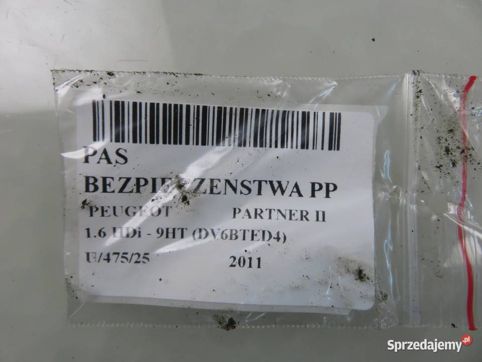 PAS PRAWY PRZEDNI PEUGEOT PARTNER II 96746322XX Pasy bezpieczeństwa sprzedam