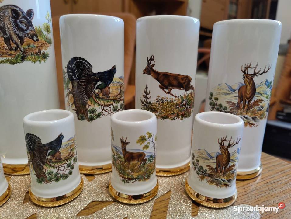 Piękny zestaw kieliszków z porcelany z motywem Kalisz sprzedam