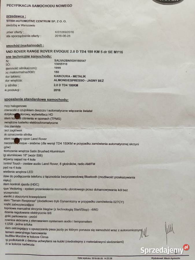 Range Rover Evoque 2016 Ostrowiec Świętokrzyski sprzedam