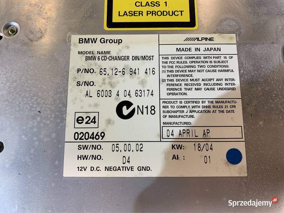 Zmieniarka płyt cd alpine 6941416 bmw 5 e60 e61 Części Szczecin sprzedam