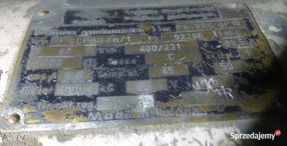 Sprzedam agregat prądotwórczy 60 kVA Ostrołęka