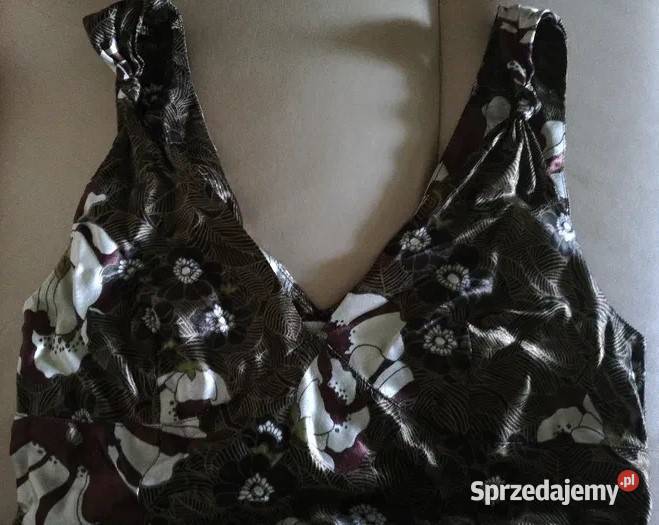 Solar satynowa długa suknia brąz ecru zieleń 38M Kraków