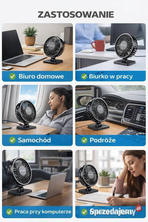 Gaiatop Wentylator Biurkowy USB Cichy 3 Biegi podkarpackie Rzeszów