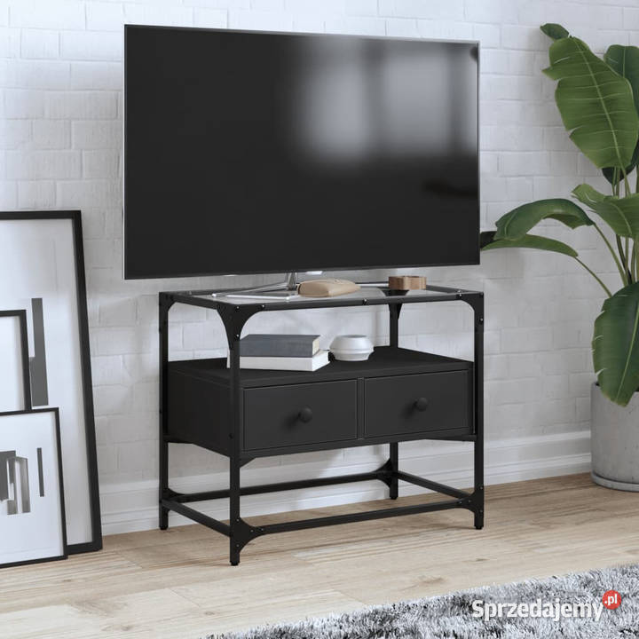 Szafka pod TV ze szklanym blatem czarna 60x35x51 mazowieckie Warszawa sprzedam