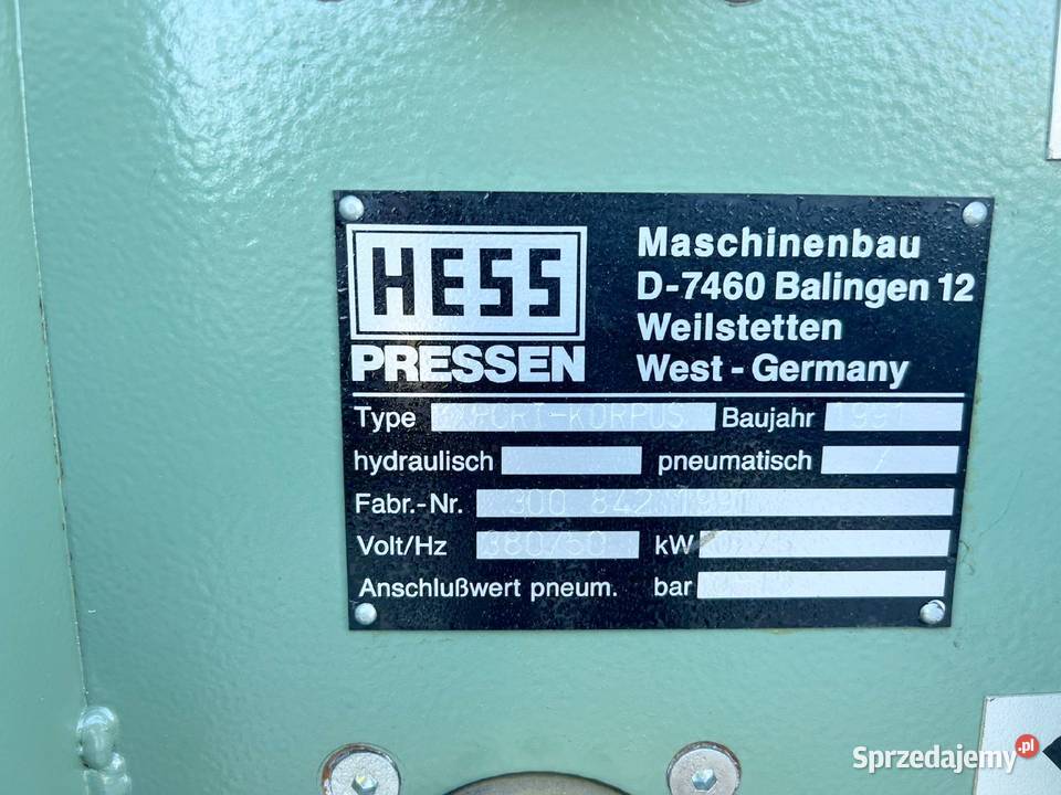 PNEUMATYCZNA PRASA DO KLEJENIA DREWNA HESS Produkcja Zabór