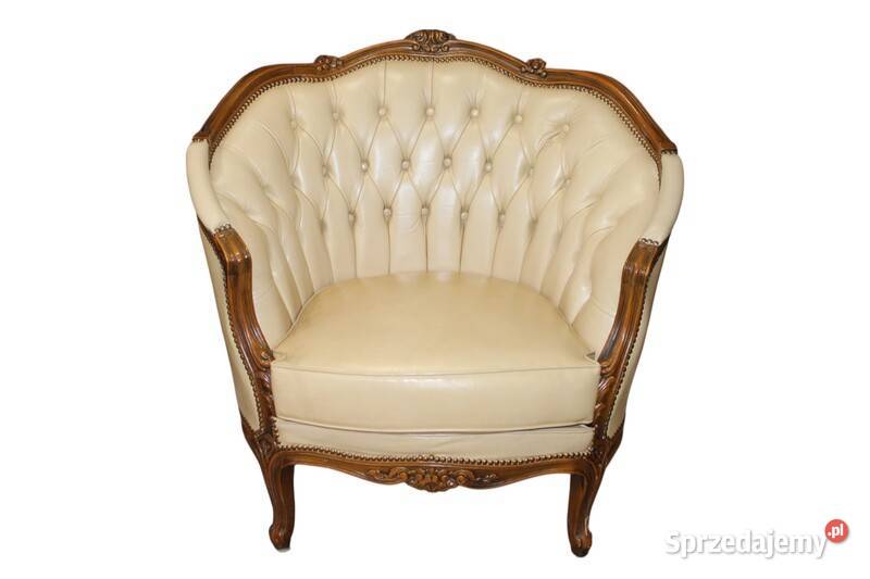Skórzany fotel beczka w stylu Ludwika Szczecin