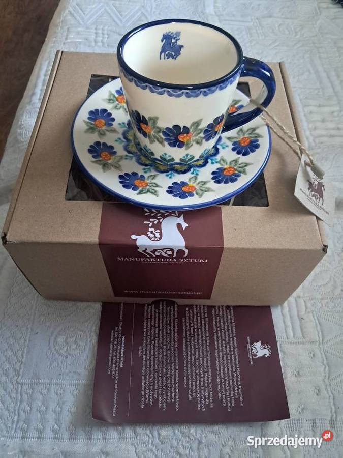 Ceramiczna filiżanka ze spodkiem Manufaktura Ciecierzyn