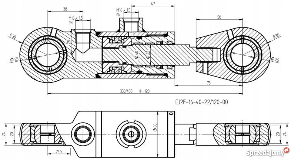SIŁOWNIK HYDRAULICZNY 40x22 SKOK 120 MOCOWANIA Pozostałe kujawsko-pomorskie Solec Kujawski
