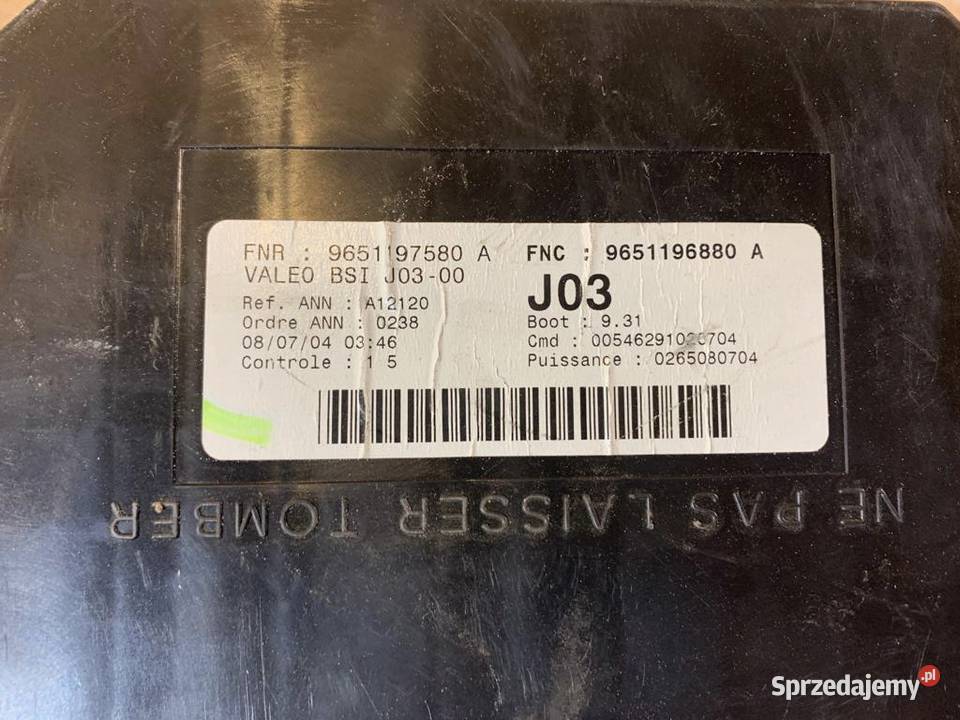 Moduł skrzynka bsi J03 9651197580 peugeot 307 wyposażenie elektryczne Układ elektryczny Szczecin