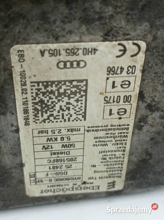 OGRZEWANIE POSTOJOWE 8K0265081P 4H0265105A Skoda