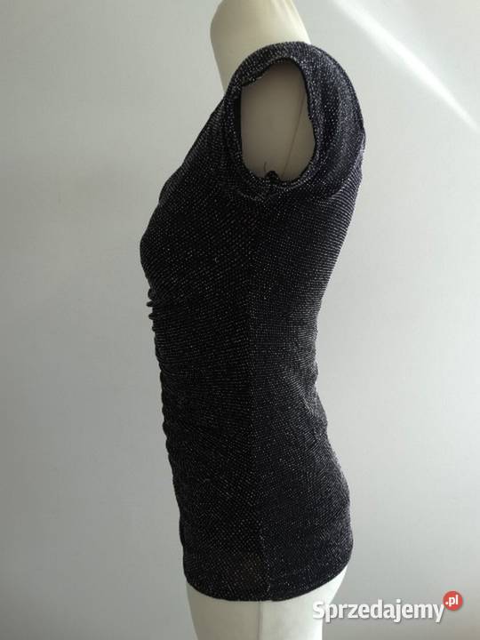 Bluzka Czarna Brokatowa Wieczorowa Imprezowa krótki Łomża