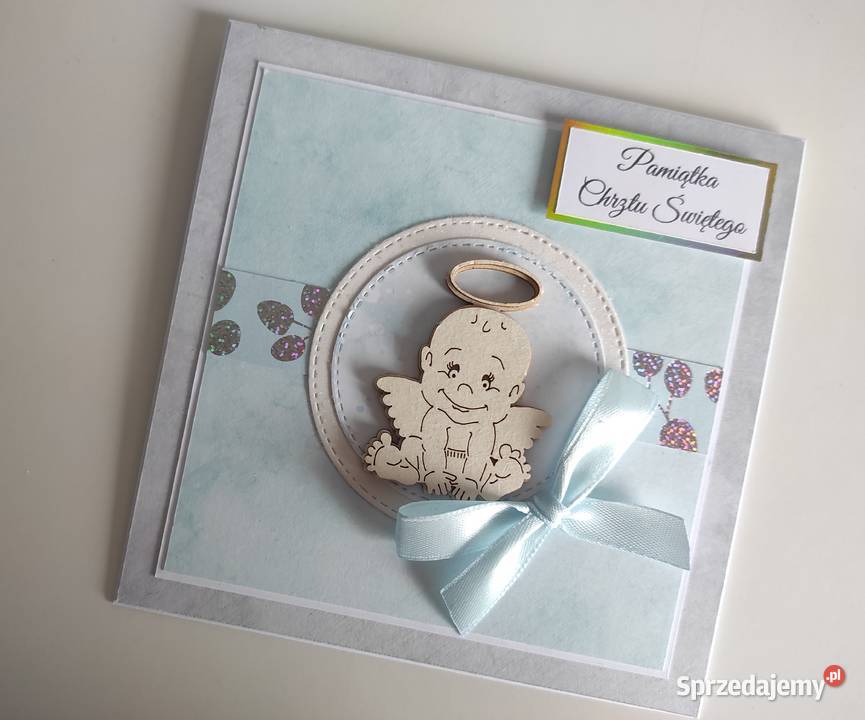 Kartka ręcznie robiona na Chrzest Święty z Łódź