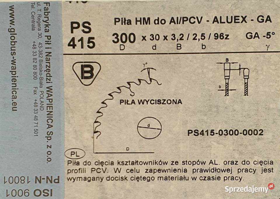 Piła tarczowa do cięcia stopów aluminium i PCV Biznes i Przemysł Kłodzko